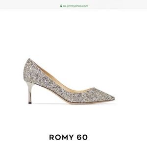 Jimmy Choo silver sparkly heels
